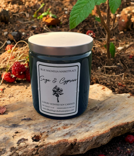 Sage & Cypress Candle- Black Container