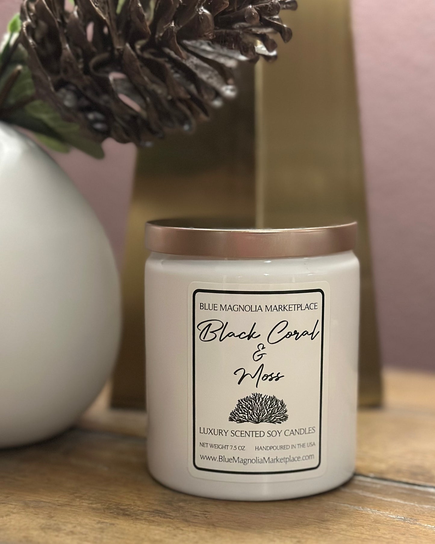 Black Coral & Moss- Natural Clean-Burning Soy Candle