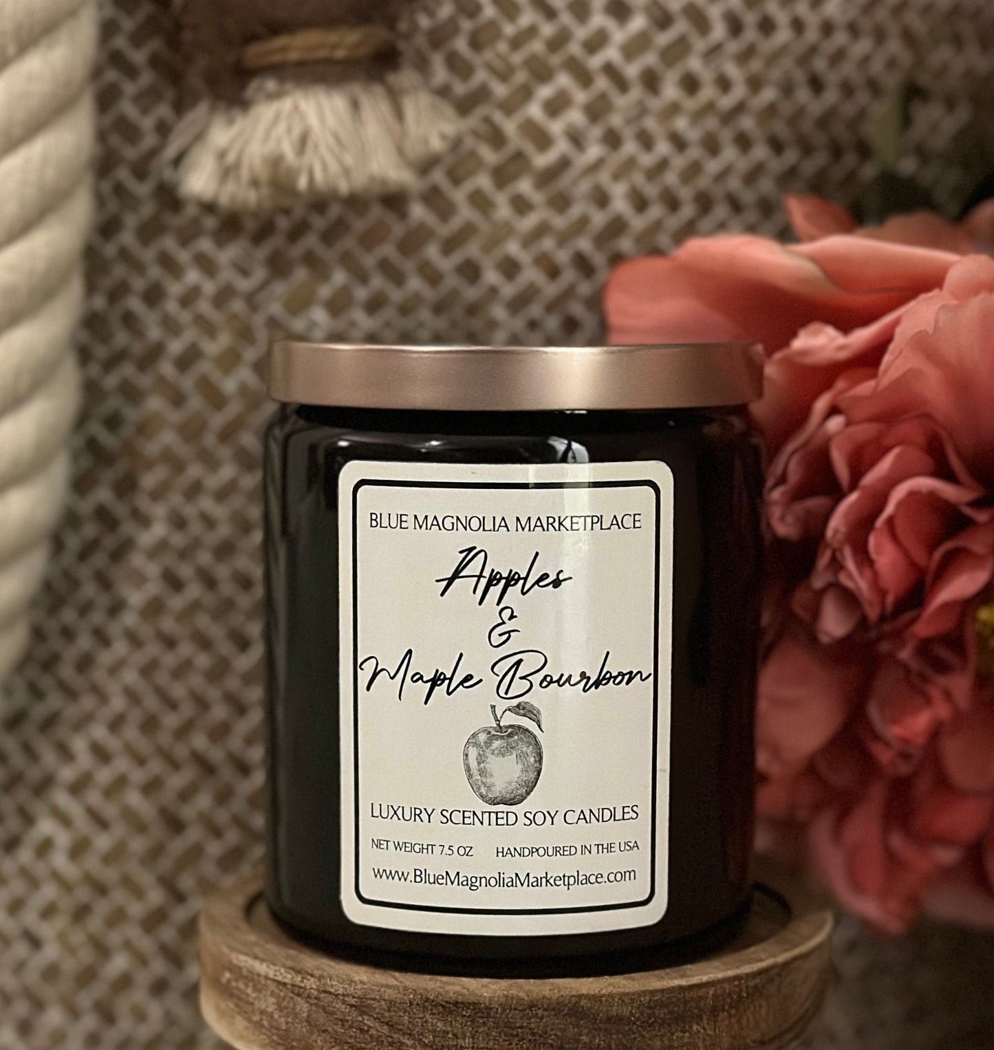 Apples & Maple Bourbon- Natural Clean-Burning Soy Candle