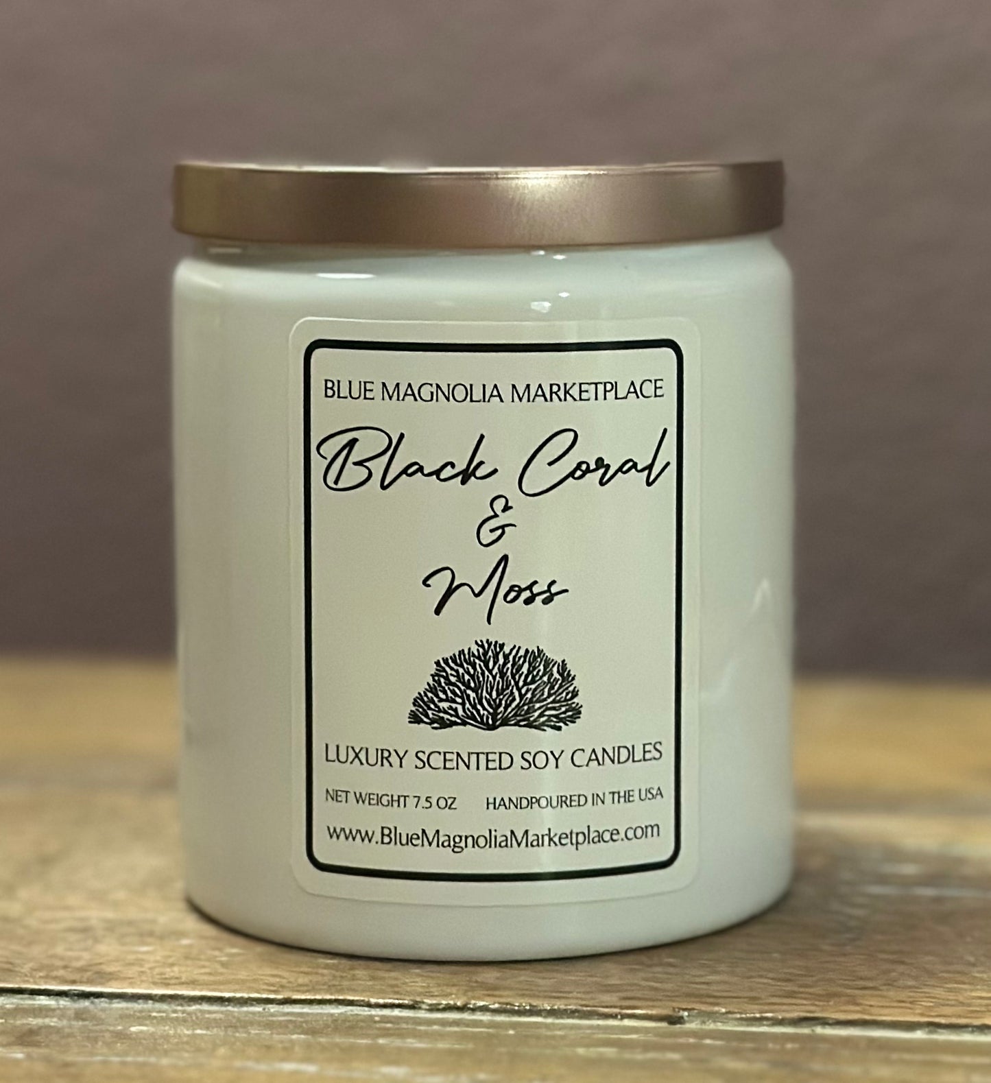 Black Coral & Moss- Natural Clean-Burning Soy Candle