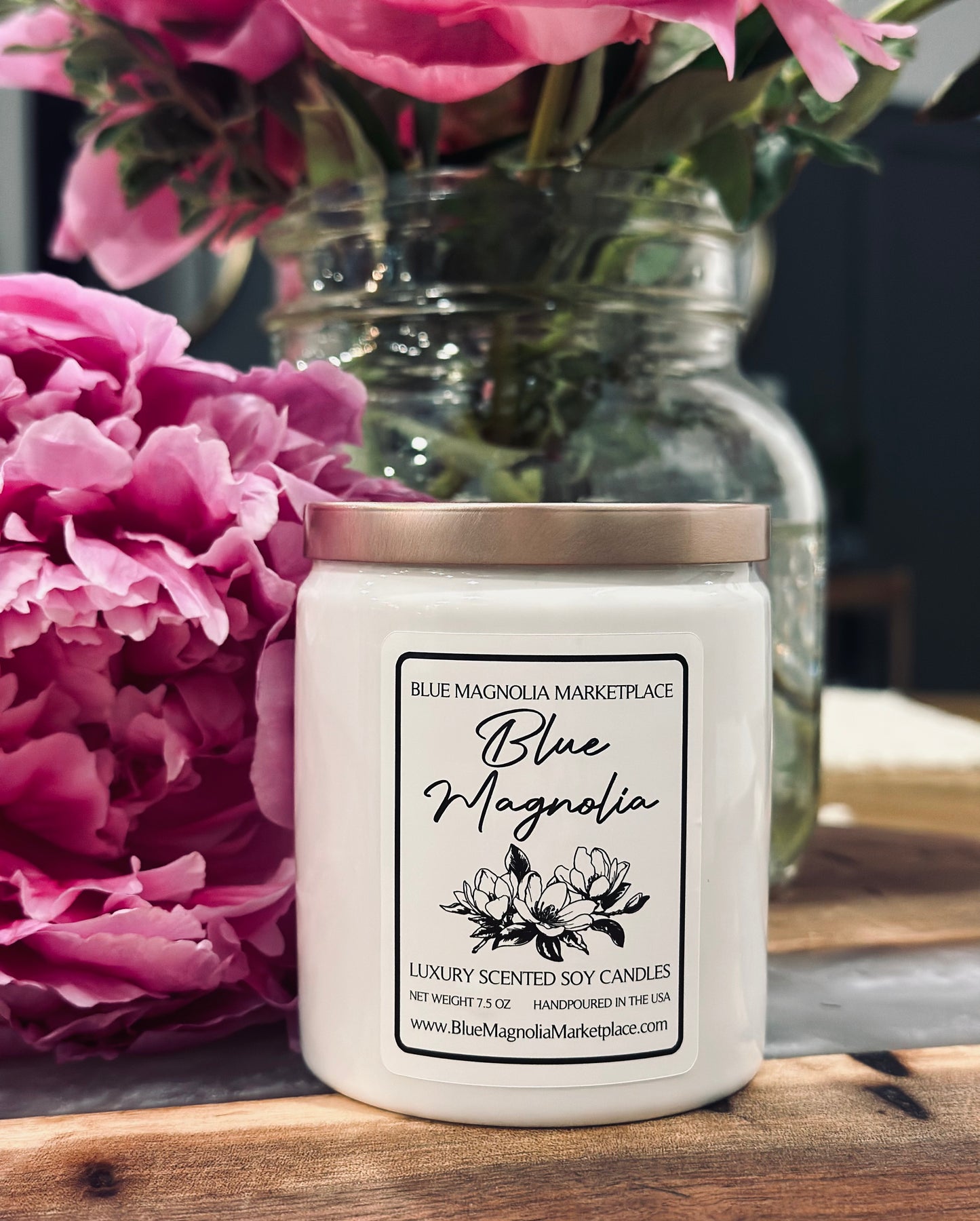 Blue Magnolia-Natural Clean-Burning Soy Candle