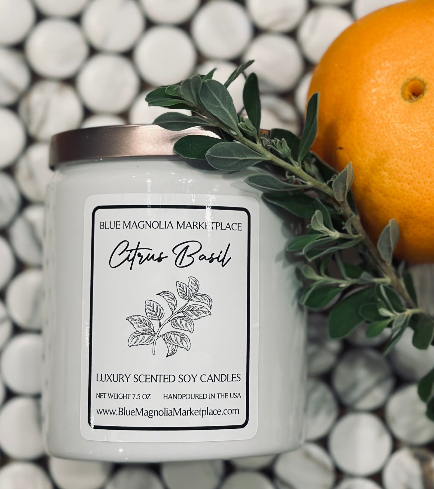 Citrus Basil- Natural Clean-Burning Soy Candle