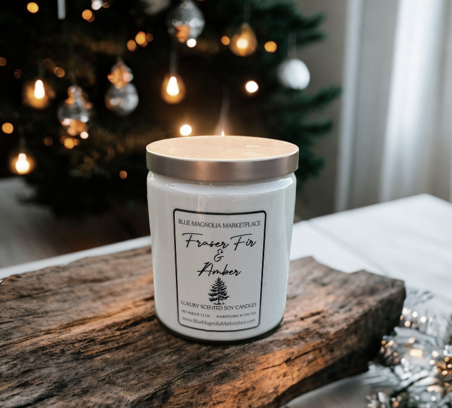Fraser Fir & Amber- Natural Clean-Burning Soy Candle